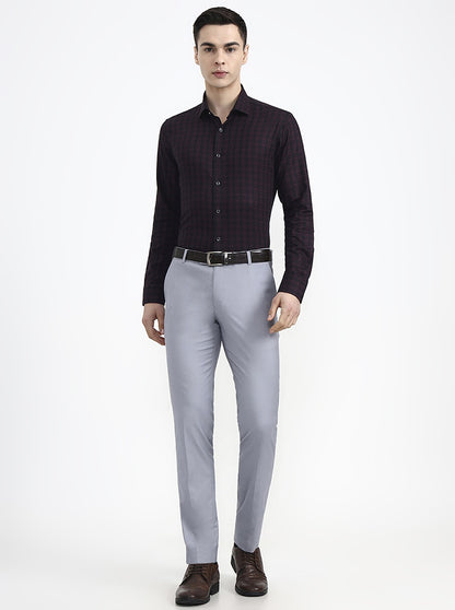Black & Maroon Printed Slim Fit Party Wear Shirt | Wyre