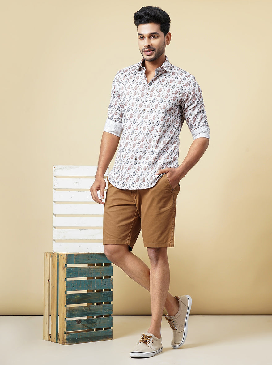 Grey Multi Printed Slim Fit Party Wear Shirt | JB Studio