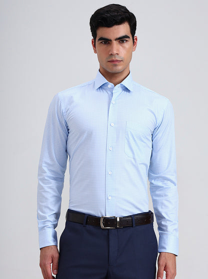 Blue Checked Slim Fit Formal Shirt | Metal