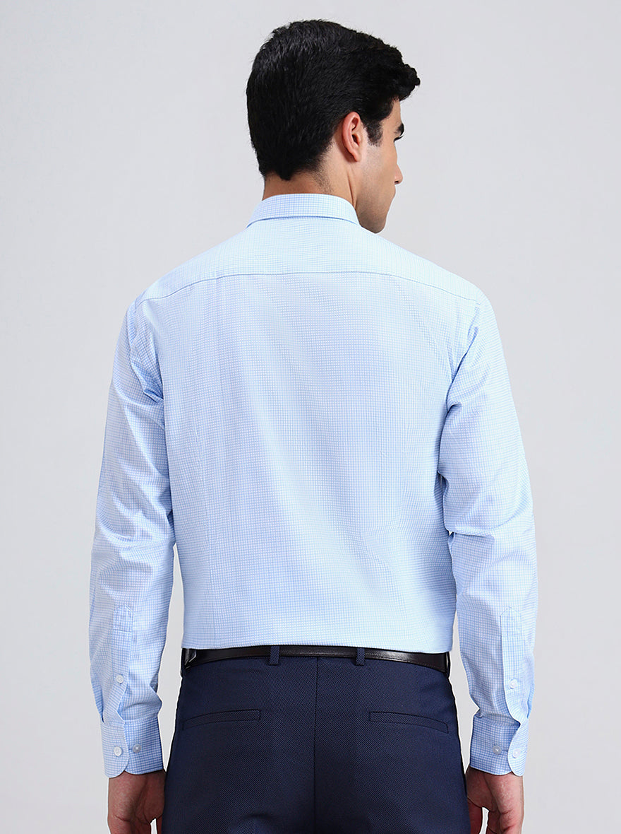 Blue Checked Slim Fit Formal Shirt | Metal