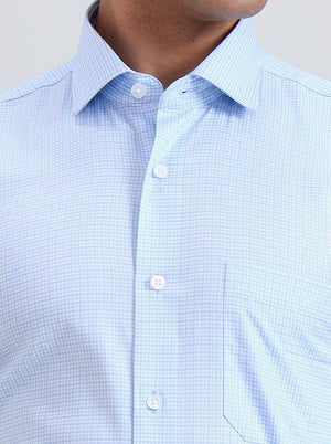 Blue Checked Slim Fit Formal Shirt | Metal