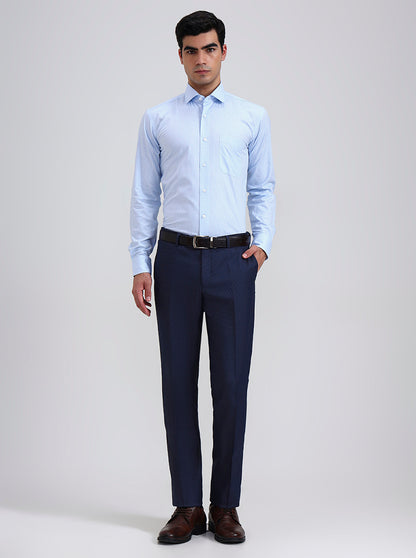 Blue Checked Slim Fit Formal Shirt | Metal