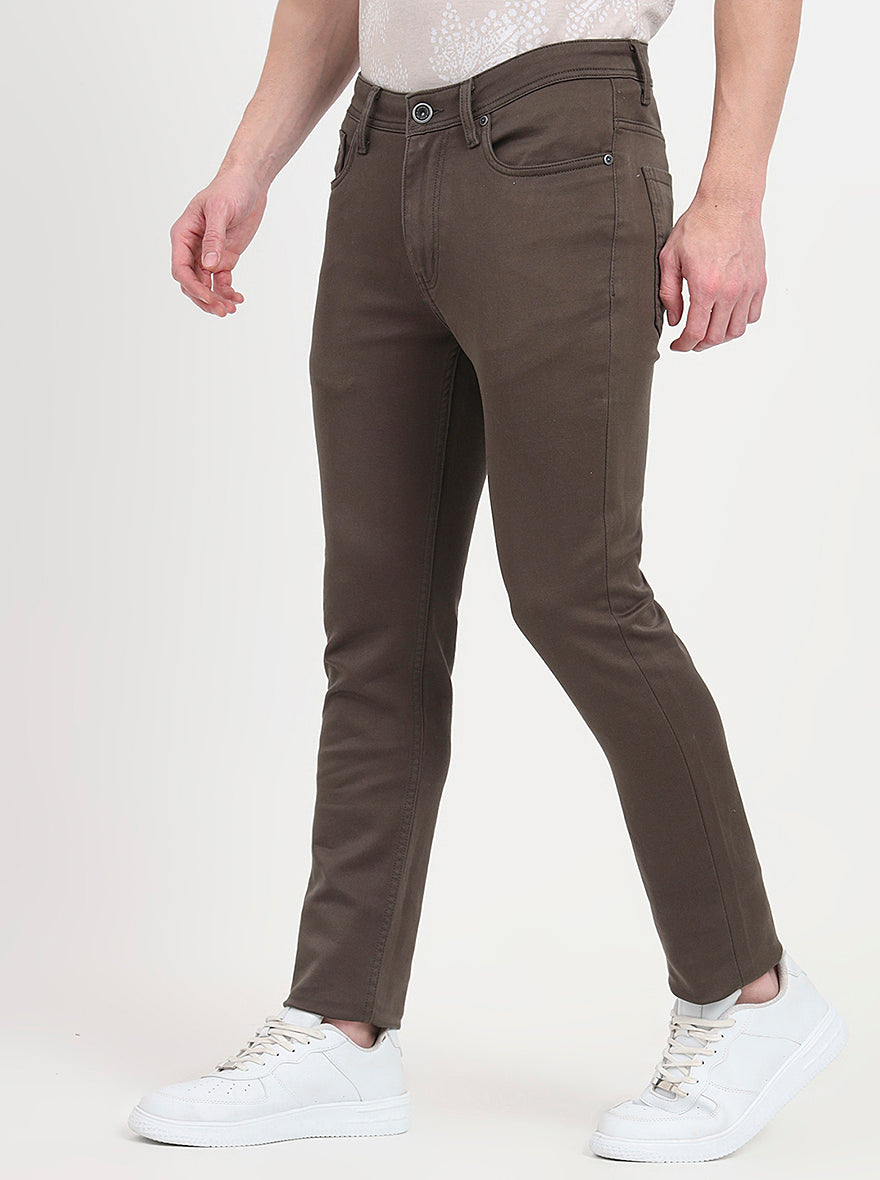 Olive Washed Slim Fit Jeans | JadeBlue