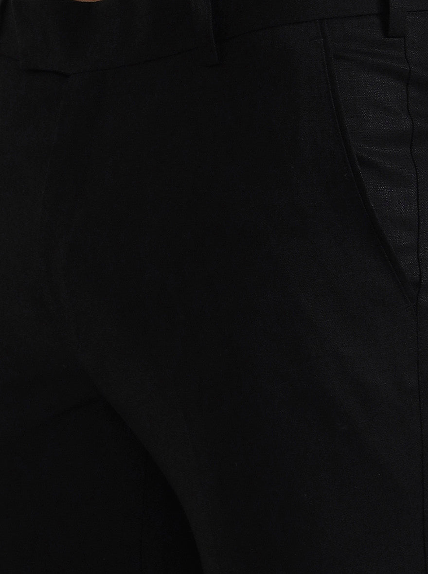 Black Solid Slim Fit Formal Trouser | JadeBlue