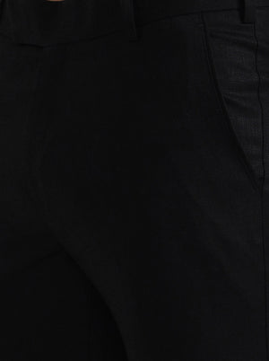 Black Solid Slim Fit Formal Trouser | JadeBlue