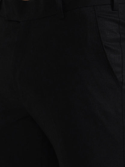 Black Solid Slim Fit Formal Trouser | JadeBlue
