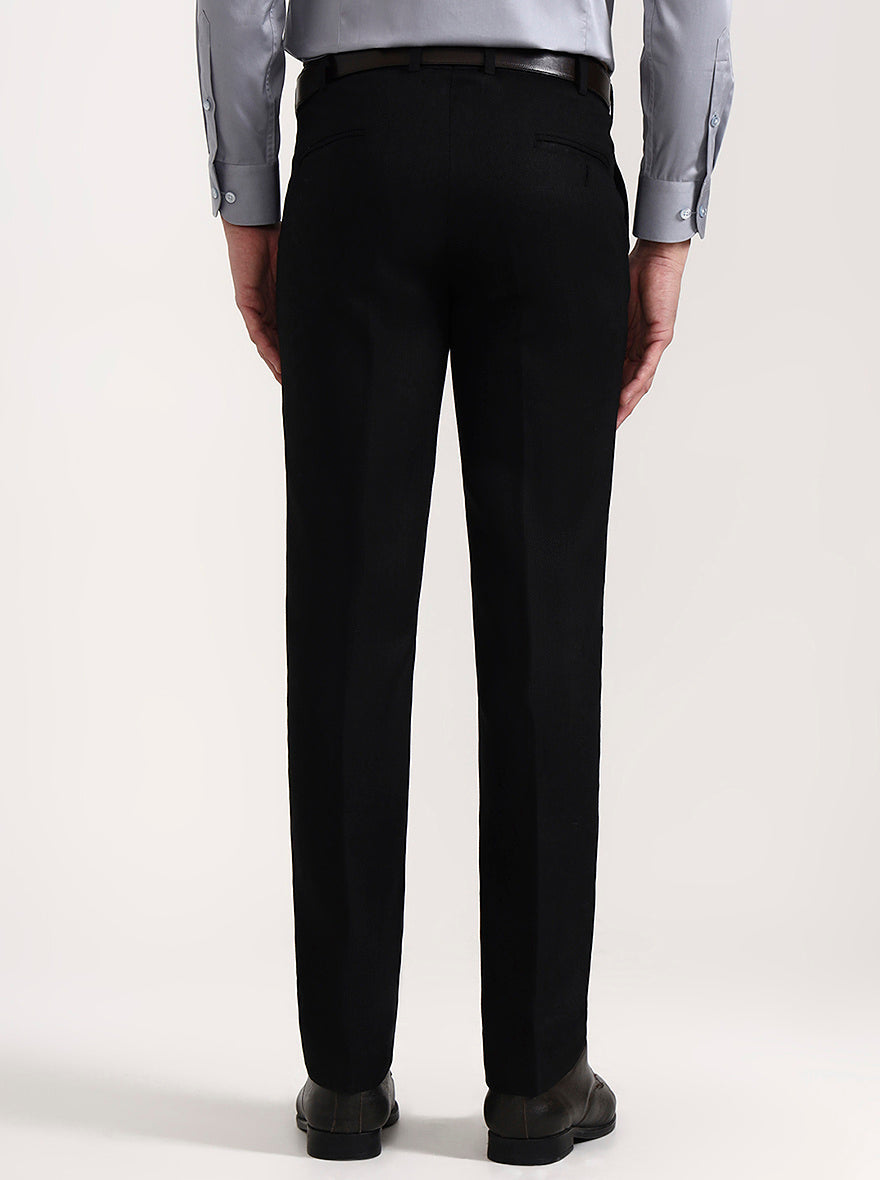 Black Solid Slim Fit Formal Trouser | JadeBlue