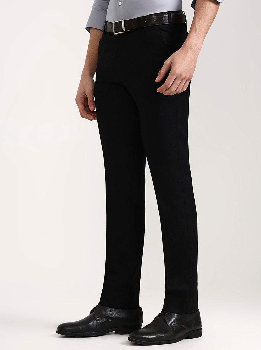 Black Solid Slim Fit Formal Trouser | JadeBlue