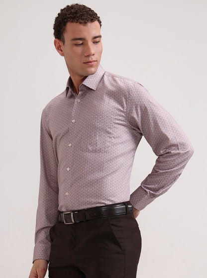 Pink Printed Regular Fit Formal Shirt | JadeBlue