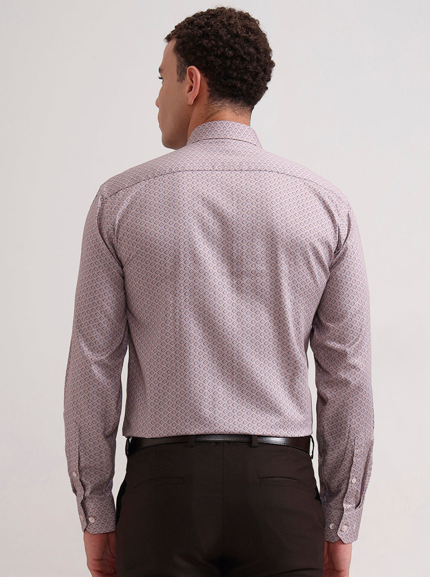 Pink Printed Regular Fit Formal Shirt | JadeBlue