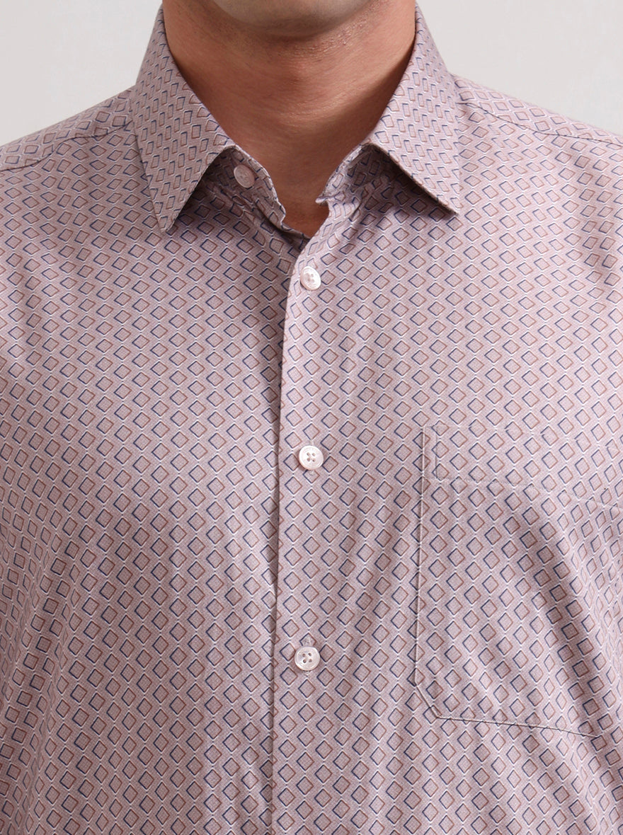 Pink Printed Regular Fit Formal Shirt | JadeBlue