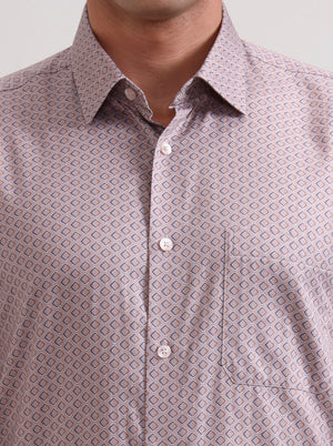 Pink Printed Regular Fit Formal Shirt | JadeBlue