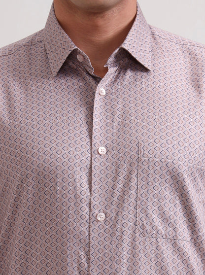 Pink Printed Regular Fit Formal Shirt | JadeBlue