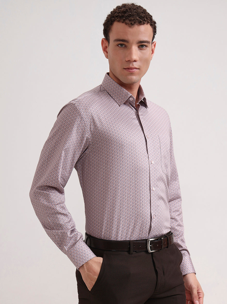 Pink Printed Regular Fit Formal Shirt | JadeBlue