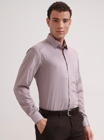 Pink Printed Regular Fit Formal Shirt | JadeBlue