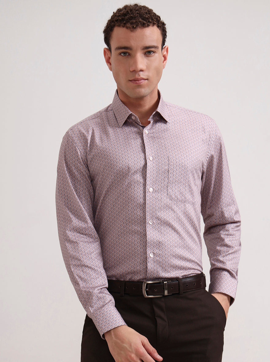 Pink Printed Regular Fit Formal Shirt | JadeBlue