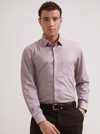 Pink Printed Regular Fit Formal Shirt | JadeBlue