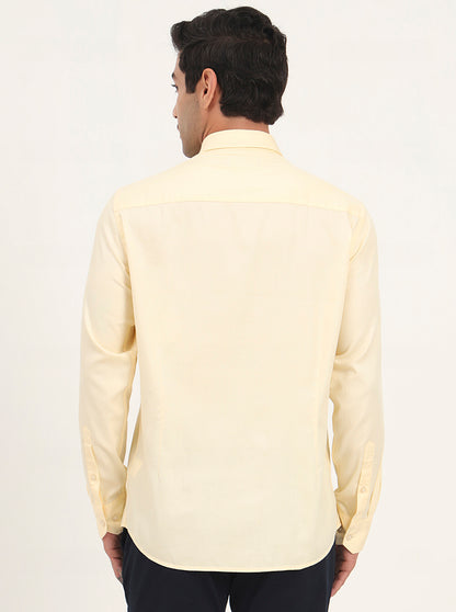 Lemon Yellow Solid Slim Fit Semi Casual Shirt | JadeBlue