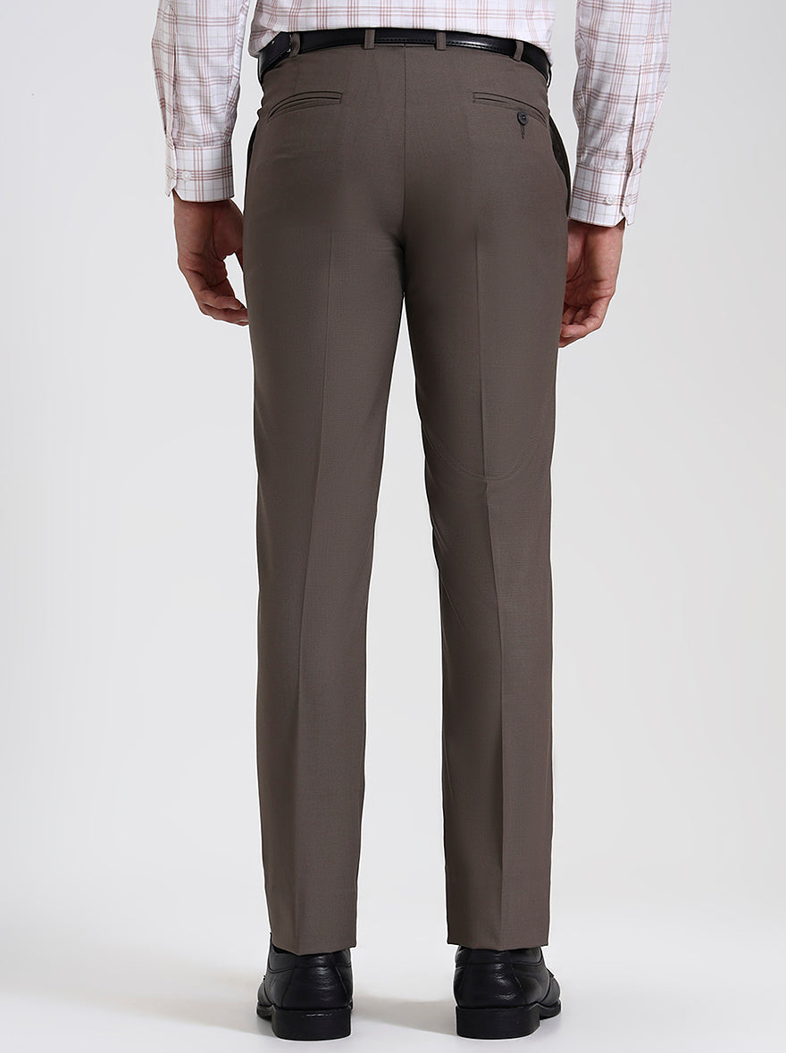 Brown Solid Slim Fit Formal Trouser | JadeBlue Super Luxe