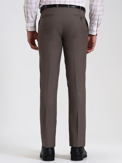 Brown Solid Slim Fit Formal Trouser | JadeBlue Super Luxe