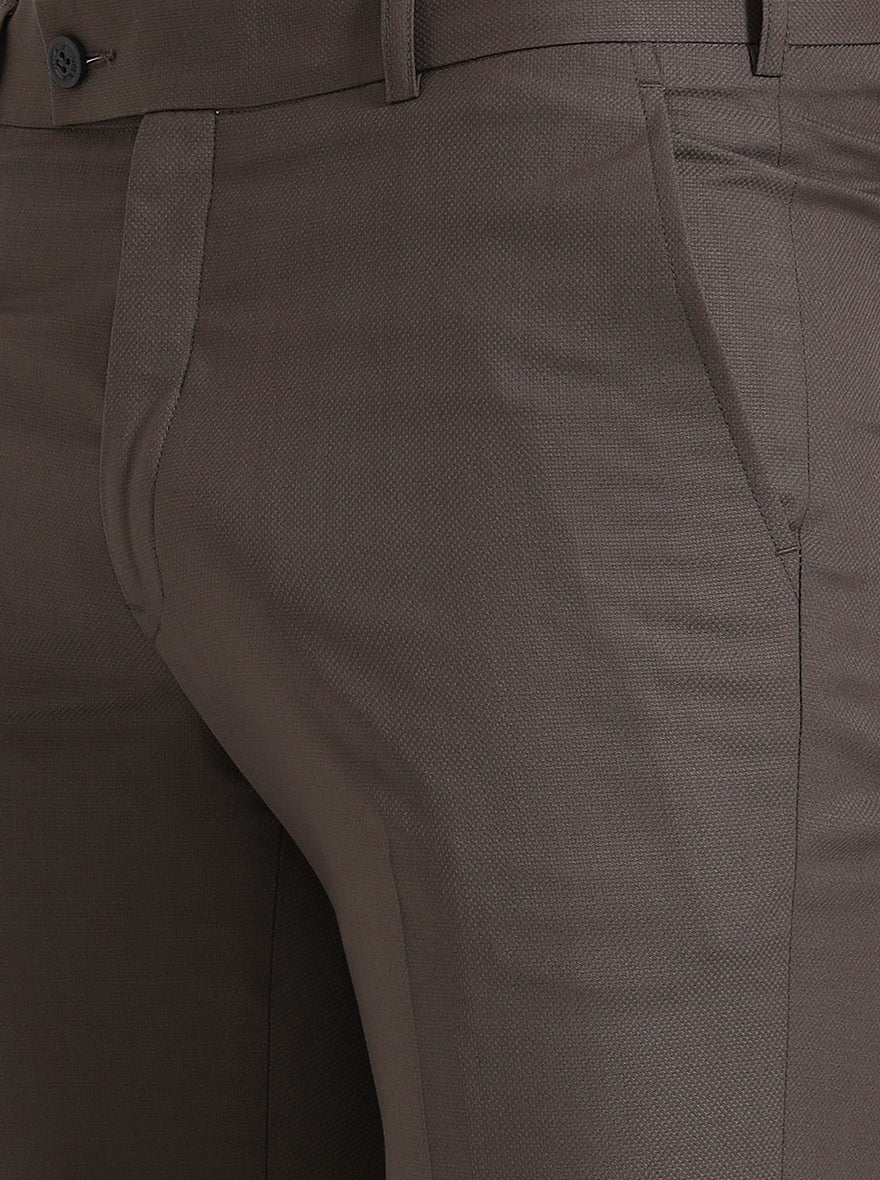Brown Solid Slim Fit Formal Trouser | JadeBlue Super Luxe