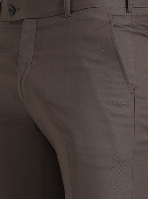 Brown Solid Slim Fit Formal Trouser | JadeBlue Super Luxe