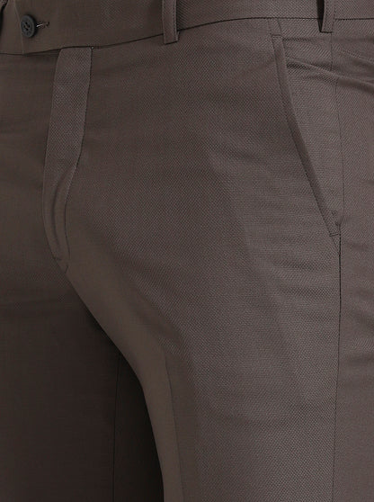 Brown Solid Slim Fit Formal Trouser | JadeBlue Super Luxe
