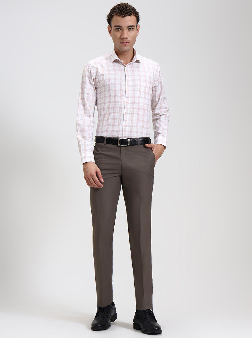 Brown Solid Slim Fit Formal Trouser | JadeBlue Super Luxe