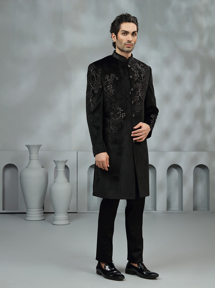 Black Embroidered Indowestern | TULA