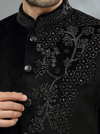 Black Embroidered Indowestern | TULA