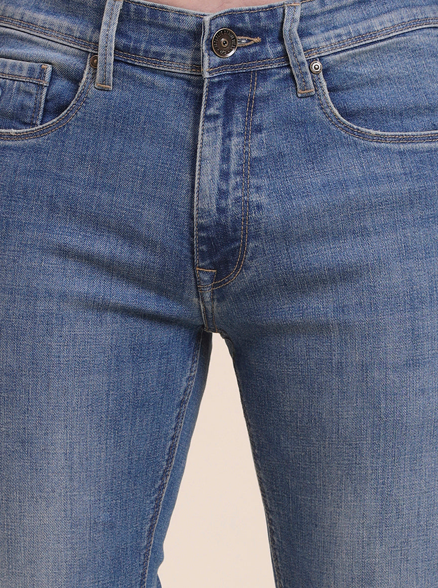 Mid Blue Washed Slim Fit Jeans | JadeBlue