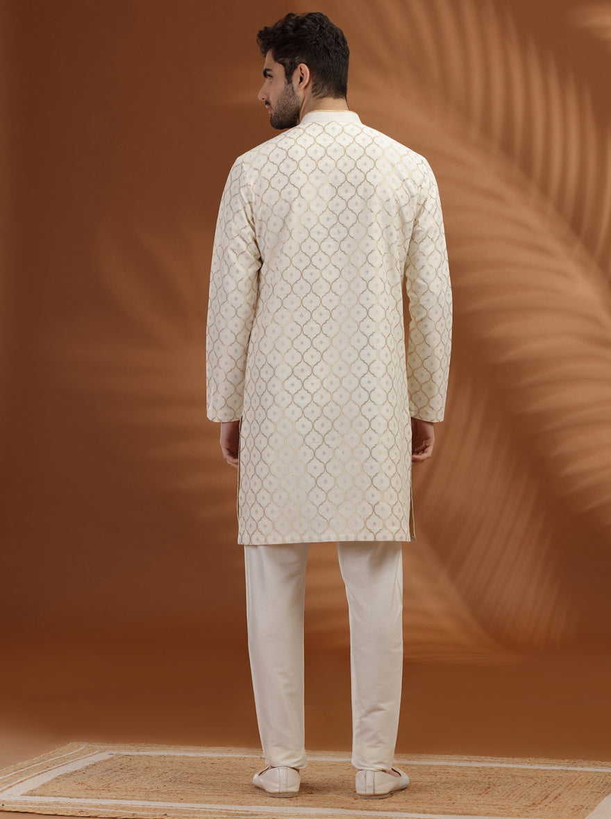 Ivory pattern woven Kurta Pajama | TULA
