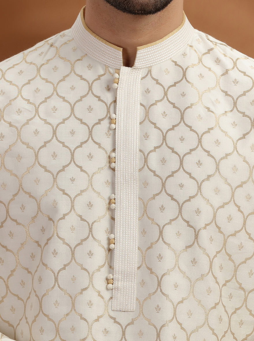 Ivory pattern woven Kurta Pajama | TULA