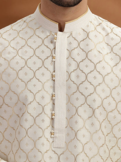 Ivory pattern woven Kurta Pajama | TULA