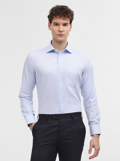 Sky Blue Solid Slim Fit Formal Shirt | JadeBlue Super Luxe