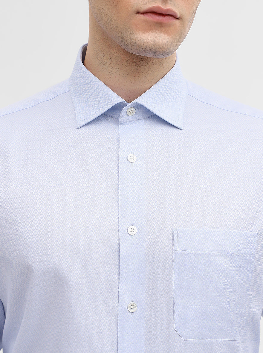Sky Blue Solid Slim Fit Formal Shirt | JadeBlue Super Luxe