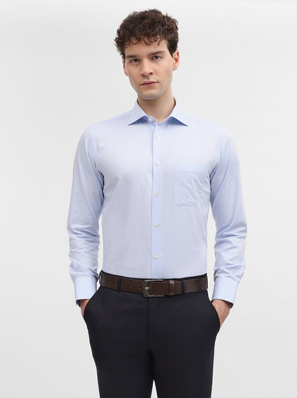 Sky Blue Solid Slim Fit Formal Shirt | JadeBlue Super Luxe