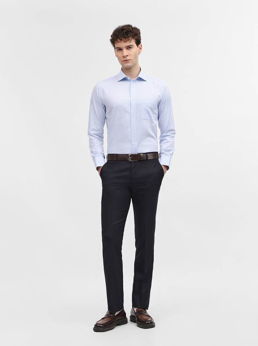 Sky Blue Solid Slim Fit Formal Shirt | JadeBlue Super Luxe