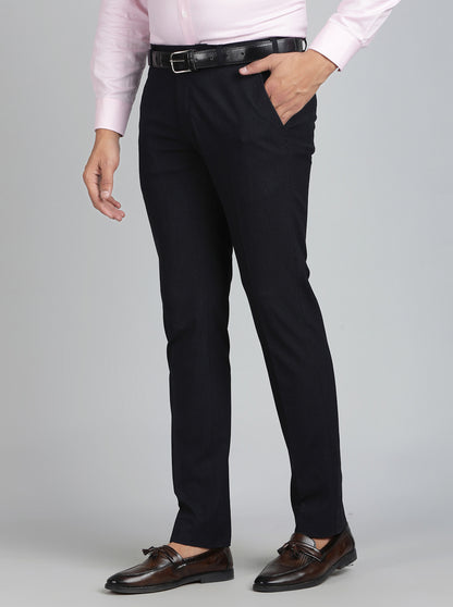 Navy Blue Solid Super Slim Fit Formal Trouser | JadeBlue Youth