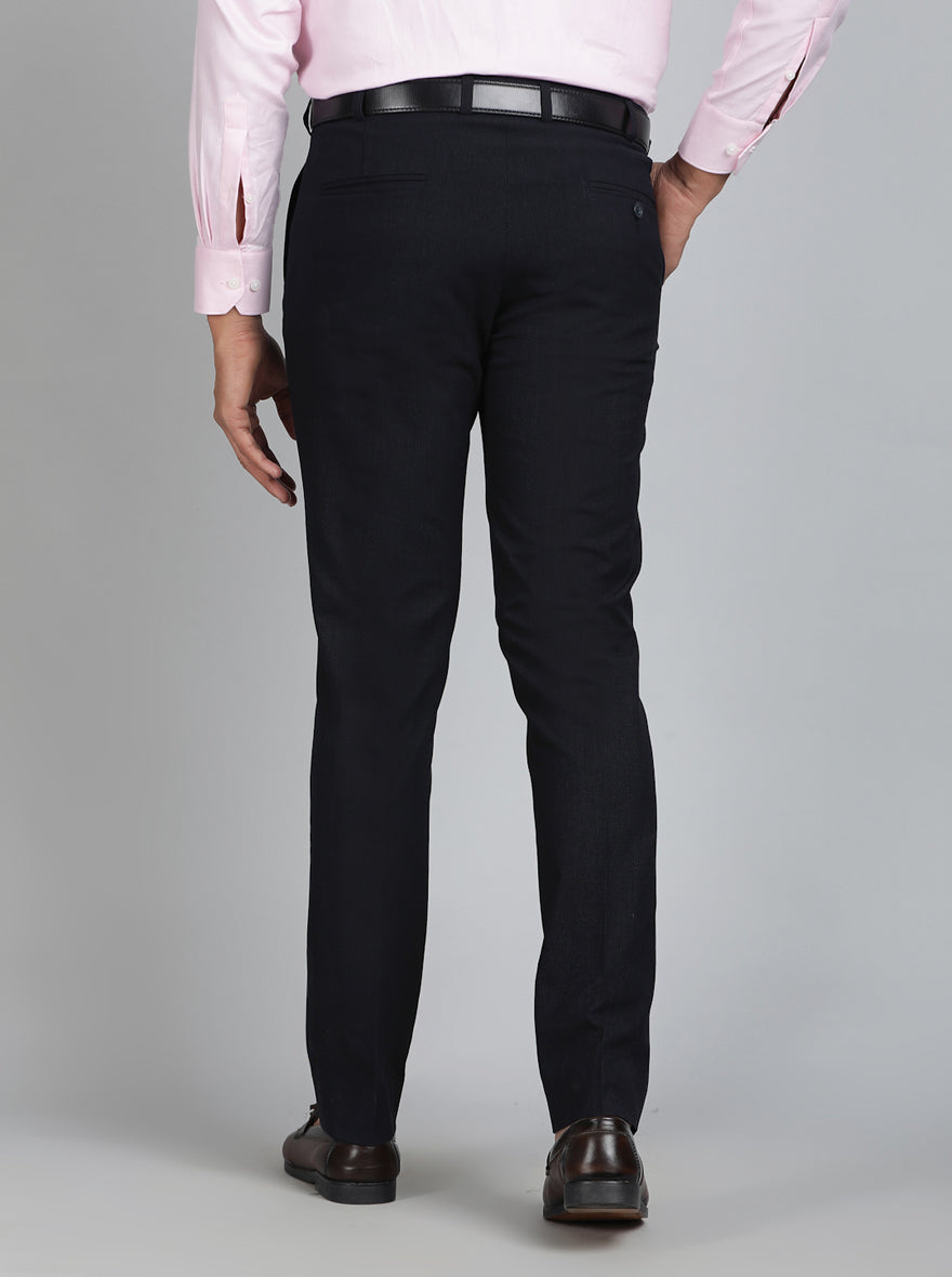 Navy Blue Solid Super Slim Fit Formal Trouser | JadeBlue Youth
