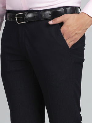 Navy Blue Solid Super Slim Fit Formal Trouser | JadeBlue Youth