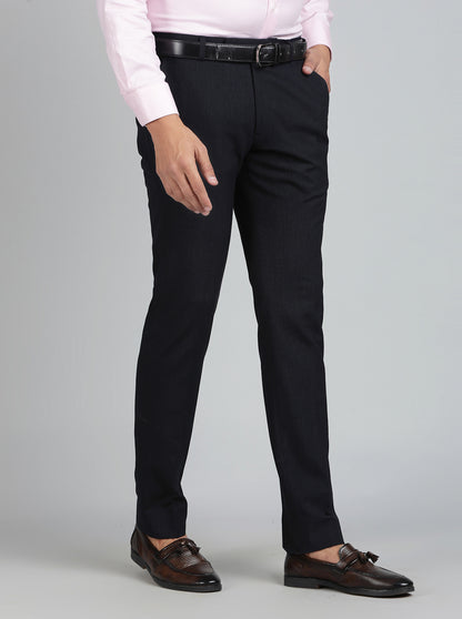 Navy Blue Solid Super Slim Fit Formal Trouser | JadeBlue Youth