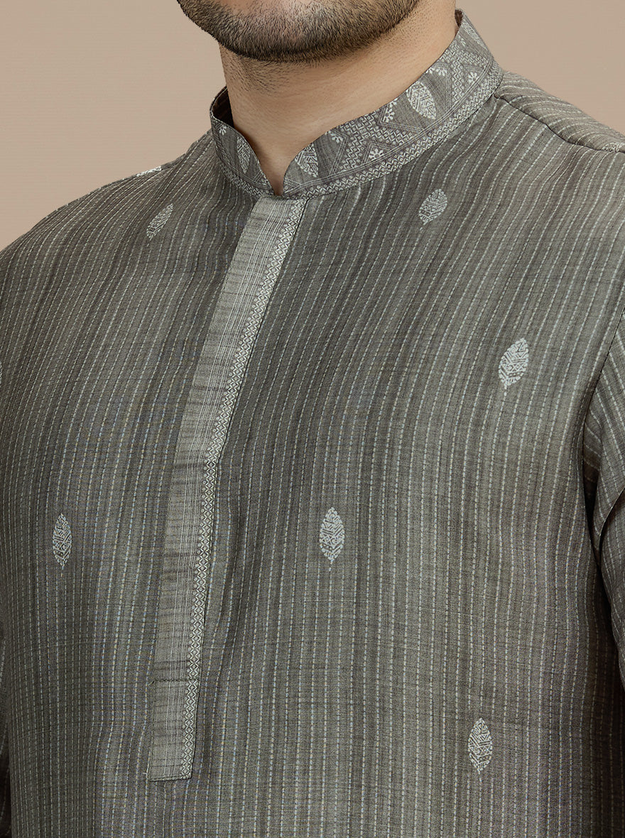 Green Self Design Kurta Pajama | Virasana
