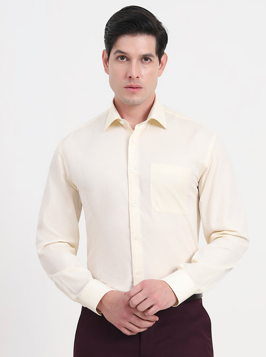 Lemon Yellow Solid Regular Fit Formal Shirt | JadeBlue