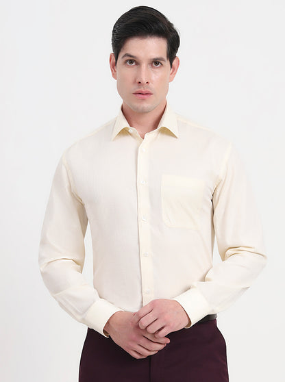 Lemon Yellow Solid Regular Fit Formal Shirt | JadeBlue