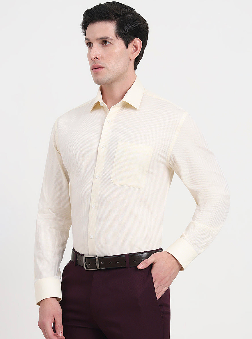 Lemon Yellow Solid Regular Fit Formal Shirt | JadeBlue