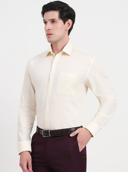 Lemon Yellow Solid Regular Fit Formal Shirt | JadeBlue