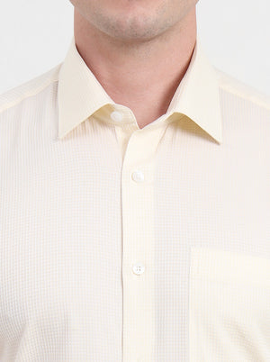 Lemon Yellow Solid Regular Fit Formal Shirt | JadeBlue