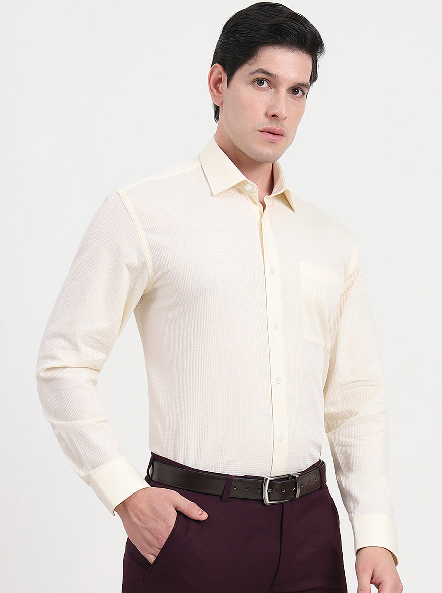 Lemon Yellow Solid Regular Fit Formal Shirt | JadeBlue
