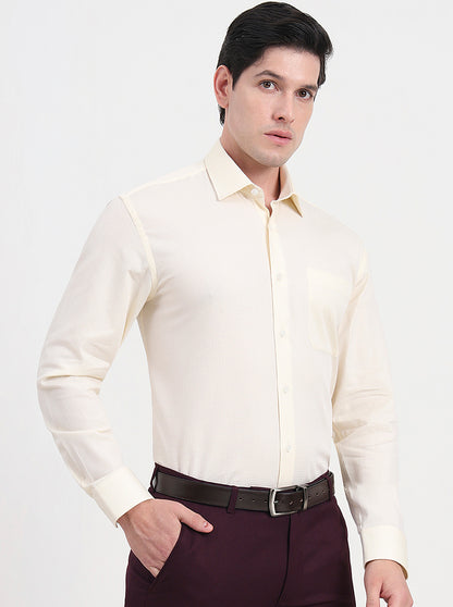 Lemon Yellow Solid Regular Fit Formal Shirt | JadeBlue